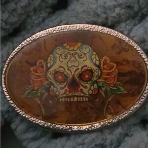 Floral Skull Belt Buckle